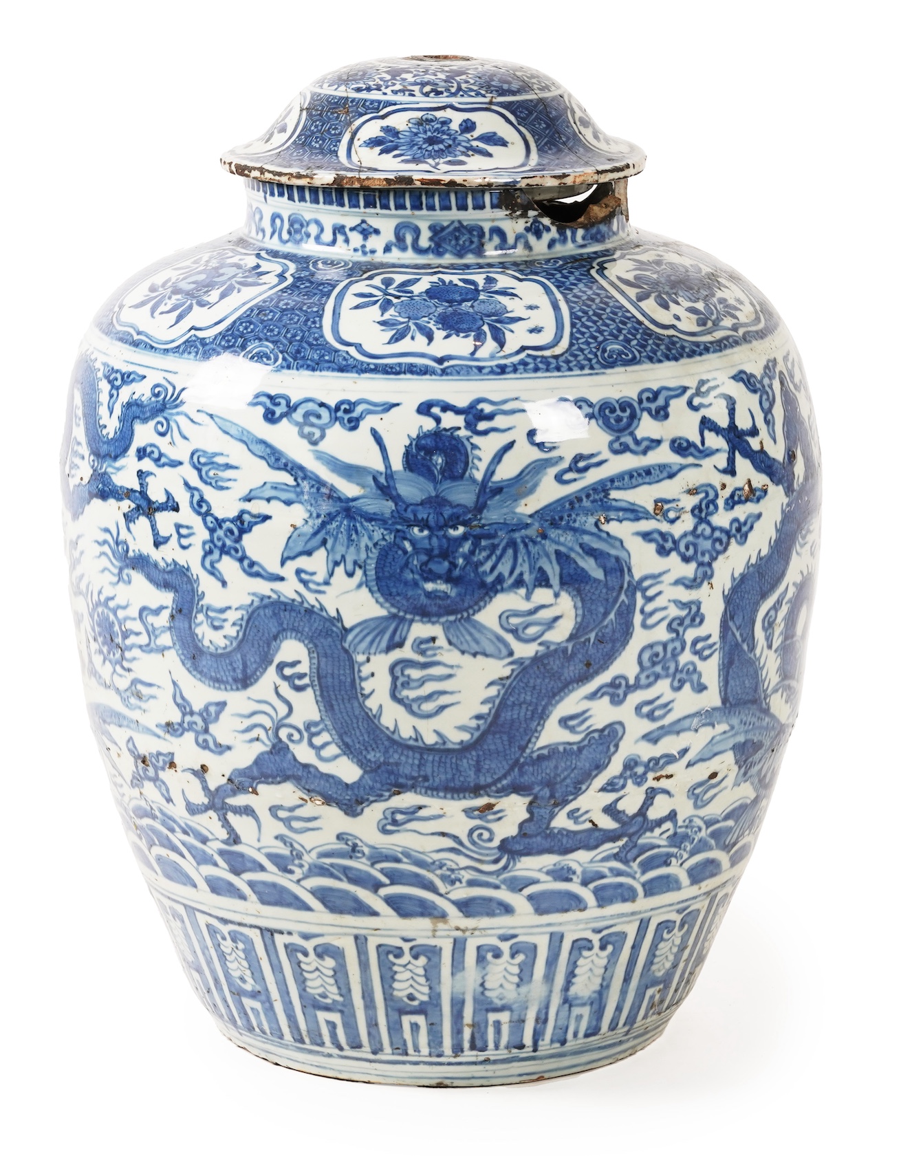 A massive Chinese blue and white jar, Wanli six character mark and of the period (1572-1620)